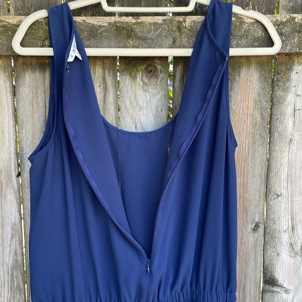 Cabi Sleeveless French Navy Jumpsuit drawstring pockets 303 M - Picture 11 of 15